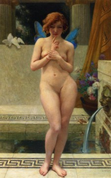 Psyché à une fontaine Nymphe à la pièce DEau nue Guillaume Seignac Peinture à l'huile